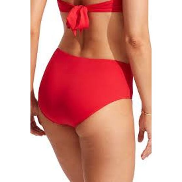 Seafolly Collective Wide Side Retro Pant BOTTOM Chilli Red #40586-942 US 4 S - Picture 4 of 4